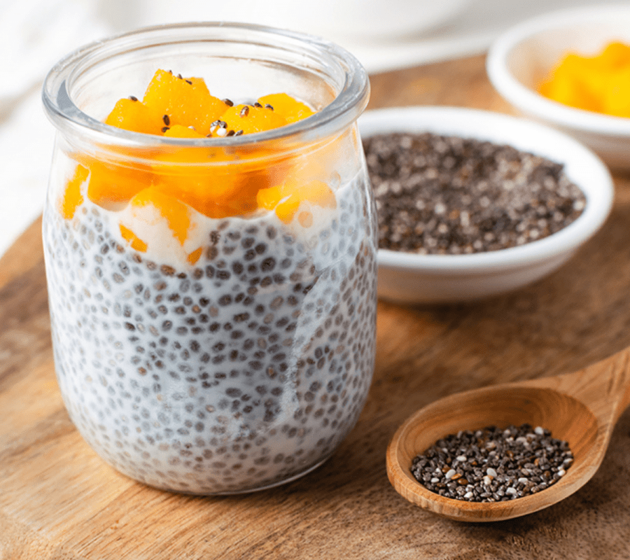 chia pudding con pesche