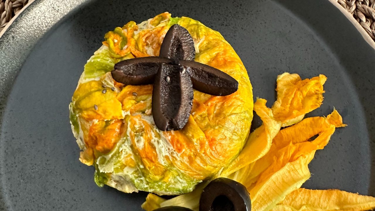 Tortino fiori di zucca e olive